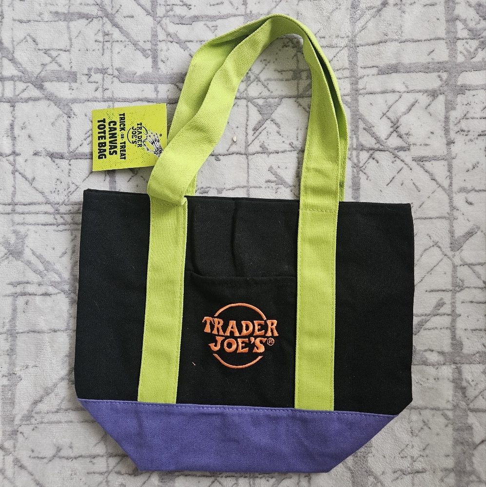 Trader Joes Mini Black and Purple Tote Bag